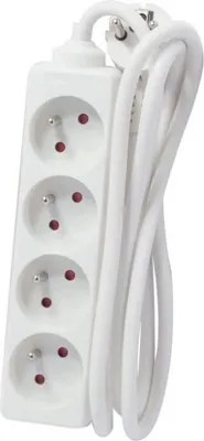Immagine prodotto di Presa multipla con cavo di prolunga, 4 prese 16A, cavo da 5 m, bianco, CHACON