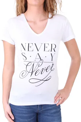 Produktbild von Madonna T-Shirt Damen "ODA" V-Ausschnitt Never Say Never Print Shirt MF-406906  Weiß S