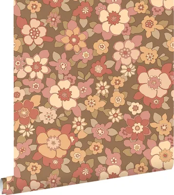Produktbild von ESTAhome Tapete Retro Blumen Rot und Braun 50 x 900 cm