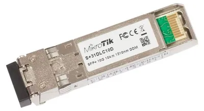 Imagen del producto de Mikrotik S+31DLC10D, Fibra óptica, 10000 Mbit/s, SFP+, LC, 10000 metros, 1310 nm