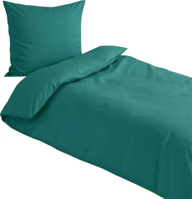 Produktbild von Traumschlaf Uni Mako-Satin Bettwäsche 155x220 cm + 80x80 cm petrol