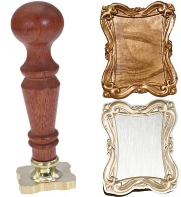 Productafbeelding van Wax Stempel - Briefzegel Hout - Uitnodigingen Versieren - 3D Reliëf Patroon - 30 mm Kop - Messing