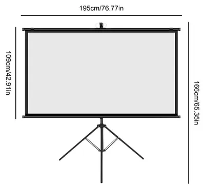 Obrázok produktu pre Projekčná plátna – model na statíve – 213 cm – formát 16:9 – uhol pohľadu 160° – rozlíšenie 4K Full HD – 5-vrstvová, nenápadná, vodeodolná tkanina – skladateľný statív