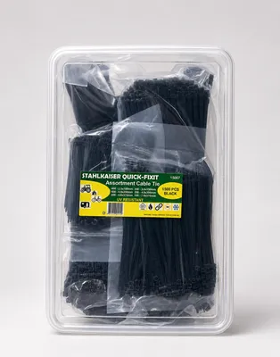 Produktbild von Kabelbinder-Sortiment, 1.500 Stück, schwarz, mit Sortimentsbox, KI-generiertes Bild