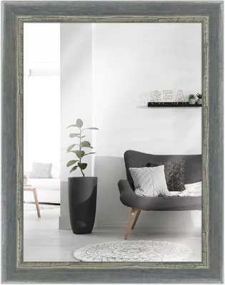 Produktbild von MendeFrames Wandspiegel H640 Shabby-Chic grau 70x70 cm