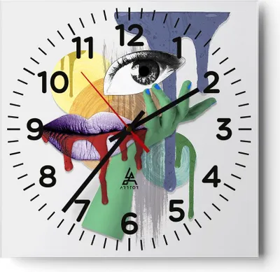 Produktbild von Wanduhr - Quadrat - Glasuhr - Abstraktion modern - 40x40cm - Schleichendes Uhrwerk - Lautlos - zum Aufhängen bereit - Dekoration Modern - Wanddekoration aus Glas - C4AC40x40-4058