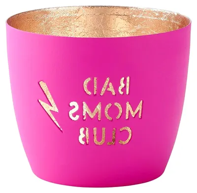 Produktbild von Windlicht Madras Bad Moms Club M, Teelichthalter, Kerzenhalter, Eisen, Neon Pink, Gold, 8,5 cm