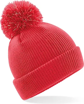 Immagine prodotto di Beechfield B406B | Junior Reflective Bobble Beanie - Farbe: Rosso brillante - Größe: Taglia unica