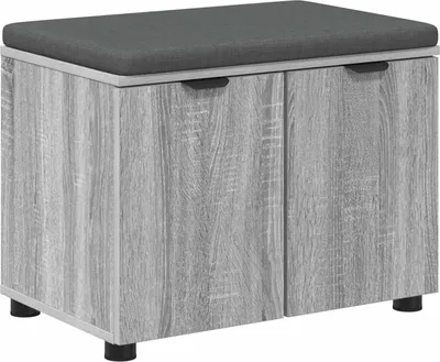 Produktbild von vidaXL Flurbank mit Kissen mit Regal Graues Sonoma 60 x 38 x 46 cm
