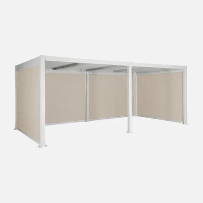 Produktbild von sweeek - Pergola mit Lamellendach Palace 3x6m + 4 Markisen 3m - Weiß