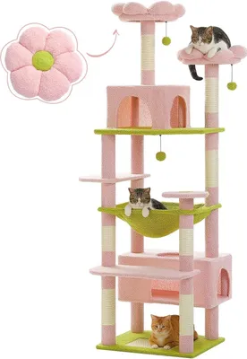 Produktbild von Purpurra Kratzbaum Katzenturm mit Hängematte und Katzenhöhle, 3 Höhen