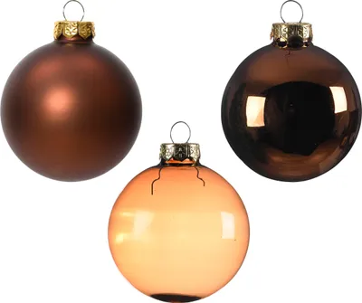 Productafbeelding van Kerstballen van glas, 5-7 cm, set van 21 stuks - espressobruin