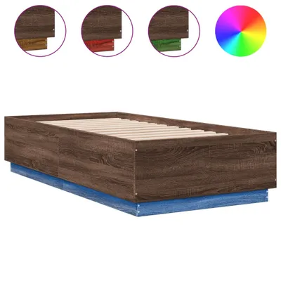 Produktbild von Bettgestell mit LED Braun Eichen-Optik 75x190 cm Holzwerkstoff