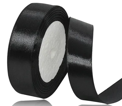 Productafbeelding van Satinband Zwart 25mm, 22 Meter Decoratie Cadeauband