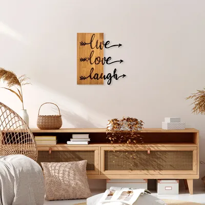 Productafbeelding van Wanddecoratie, Live- SKL2450, Nussbaumkleur, zwart, overige woonaccessoires, 55 x 58 cm, 100% hout (dikte: 3 cm) / metaal (dikte: 1 cm)