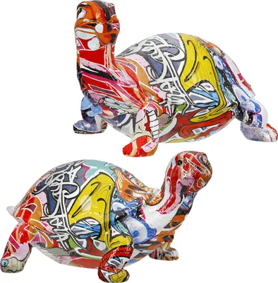 Produktbild von Gilde Figur, Schildkröte, "Street Art", Graffitimotiv, Kunstharz, mehrfarbig, L. 21 cm, B. 14 cm, H. 11 cm 37842 4063387378427 2 Stück (2-fach sortiert)
