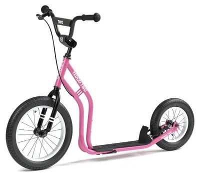 Produktbild von Yedoo Two Kinder Tretroller - für Kinder ab 6 Jahre, ab 120 cm Körperhöhe, mit Luftreifen 16/12 - für Mädchen und Jungen, Höhenverstellbar mit Ständer und Reflexelementen. Rosa