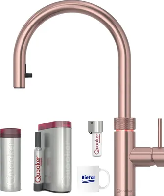 Produktbild von Quooker Wasserhahn Flex Kupfer Rosé PRO3 Reservoire CUBE mit Quooker CUBE Filter