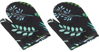 Obrázok produktu pre Kuchynské chňapky - 2 ks - 28x18 cm - čierne, zelené