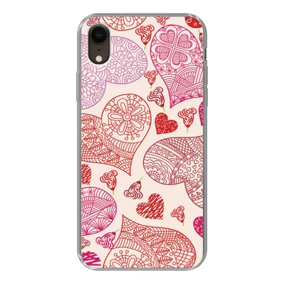 Produktbild von MuchoWow® Handyhülle Schutzhülle Hülle für iPhone XR Eine Illustration mit rosa und roten Herzen Silikon Softcase Handy Hülle - Schutzdeckel