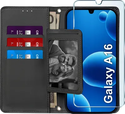 Productafbeelding van Hoesje met klep voor Samsung A16 4G | A16 5G, met magnetische sluiting + beschermend glas 9H