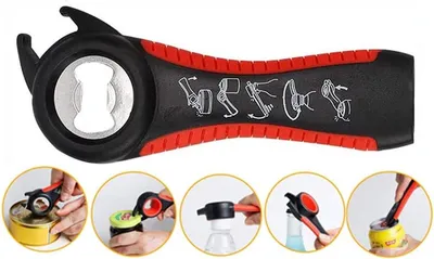 Küchenwerkzeuge - Flaschenöffner - 5-in-1 Design - 2 Stück - Schwarz Rot Weiß Lila