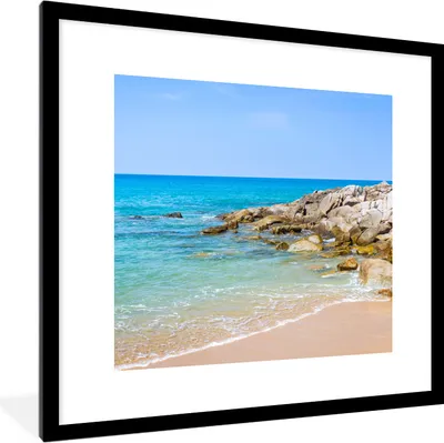 Produktbild von MuchoWow® Gerahmtes Poster Strand - Meer - Tropisch - Sommer 40x40 cm - Poster mit Schwarzem Bilderrahmen Wandposter Rahmen Foto Bilder - Poster - Plakat im Rahmen