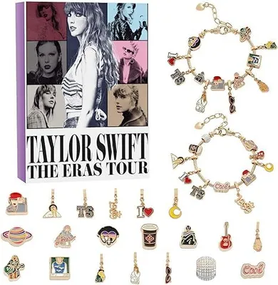 Produktbild von Weihnachts-Adventskalender-Armbänder 2024, 24-Tage-Weihnachts-Adventskalender, Countdown-Kalender für Musikliebhaber, Fans, Teenager und Freunde – TS-Armband-Set zum Selbermachen, Urlaubsgeschenk-Ideen-Armbänder
