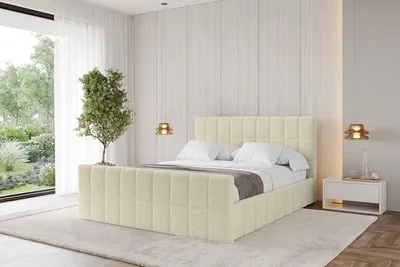 Produktbild von ALTDECOR Polsterbett mit Bettkasten - AMEA-Z 160x200 Beige - Bett mit Matratze H3/H4, Kopfteil und Fußteil, Boxbett, Doppelbett mit Stauraum