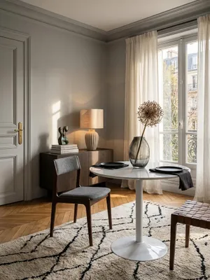 Produktbild von Esstisch Rund 75x75x74 cm Kleiner Küchentisch Weiß Hochglanz, Runder Esszimmertisch 2 Personen, Moderner Frühstückstisch Küche, Tisch Esszimmer Klein