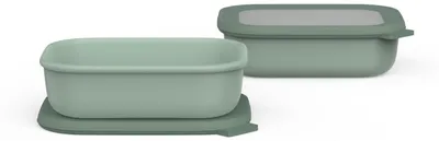 Produktbild von Mepal - Multischale Cirqula Rectangular 2-teiliges Set - Mikrowellen Geschir - Geignet als Aufbewahrungsbox, Kuhlschrank, Gefrierschrank & Mikrowellengeschirr - 2x 1000 ml - Nordic sage