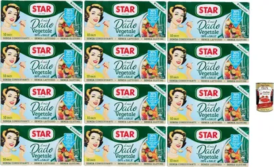Produktbild von Star il mio Dado Vegetale -30% di10 Dadi, Suppenwürfel Brühe mit 9 Gemüsesorte reich an Geschmack mit -30% salz, 12x 100 g + Italian Gourmet polpa 400g
