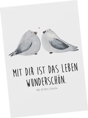 Produktbild von Mr. & Mrs. Panda Postkarte Turteltauben Liebe - Weiß - Geschenk, Freund, Fotokarte, Freundin, Partner, Ansichtskarte, Postkarten, Verlobt, Grußkarte, Hochzeitstag