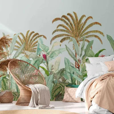 Immagine prodotto di Profhome 392311-GU Carta da parati in tessuto non tessuto jungle opaco blu verde rosa marrone 2,65 m x 2,8 m