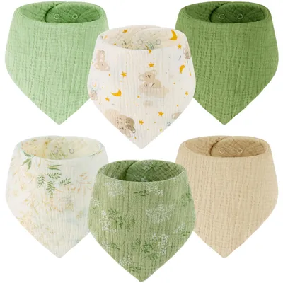 Productafbeelding van Set van 6 absorberende slabbetjes van mousseline voor baby's