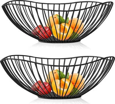 Produktbild von Schwarze Metall-Fruchtschale 25x10cm für Obst und Gemüse
