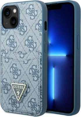 Produktbild von Guess Guhcp13Sp4Tpb Iphone 13 Mini 5,4 Niebieski/Blau Hardcase 4G Dreieck Logo Kartenfach