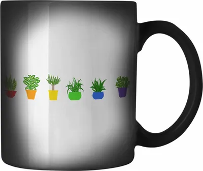 Produktbild von Trendation - Regenbogen Farbwechsel Zauber-Tasse Geschenk LGBT Schwule Lesben Transgender Grafik Pride Pflanzen Grafik (Schwarz)