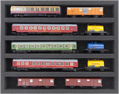 Produktbild von Schaumstoffeinlage für Modelleisenbahn Spur TT, 5 Stege, liegend