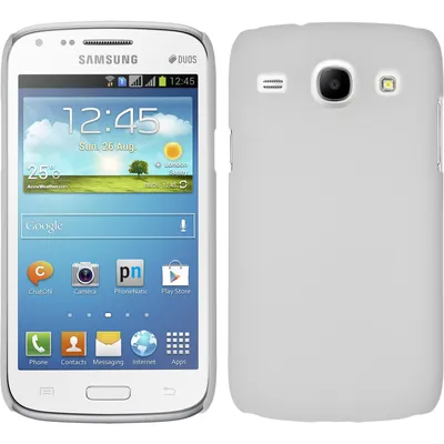 Produktbild von PhoneNatic Case kompatibel mit Samsung Galaxy Core - Hülle weiß gummiert Hard-case + 2 Schutzfolien