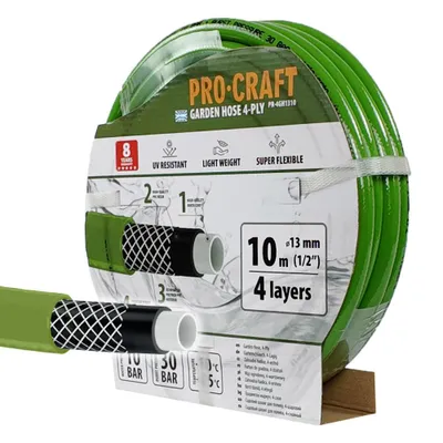 Obrázok produktu pre Zelená záhradná hadica Procraft PR-4GH1310 4 vrstvy, 1/2" 10 m