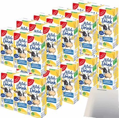 Produktbild von Gut& Milchdrink Vanille vollmundiger Vanillegeschmack mit fettarmer Milch und Papier-Trinkhalm VPE (30x200ml) + usy block