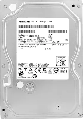 Produktbild von Festplatte HITACHI HCS5C1050CLA382 500GB 8Mb Cache 7200Rpm SATA II 3,5"