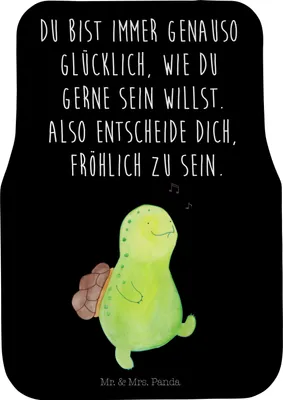 Produktbild von Mr. & Mrs. Panda Fußmatte Auto Schildkröte Pfeifen - Schwarz - Geschenk, Fürs, Trennung, Automatte, Motivation, Schildkröten, Auto-Fußmatte, Autoteppich