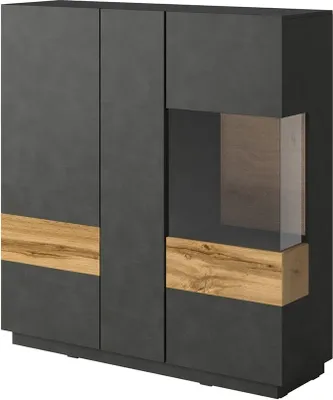 Immagine prodotto di Buffet alto KILES a tre ante. Color antracite e rovere. Stile design