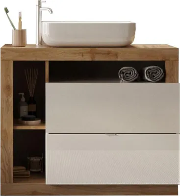 Image de Meuble salle de bain Hambourg L78 Vasque+2 Tiroirs+3 Niches