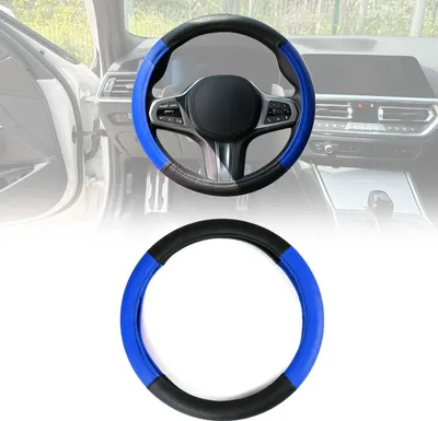 Produktbild von Lenkradbezug Lenkradschoner Lenkrad Abdeckung Blau-Schwarz Ø 38-40 cm