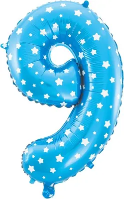 Image de Ballon en plastique chiffre NEUN 9 bleu 40 cm