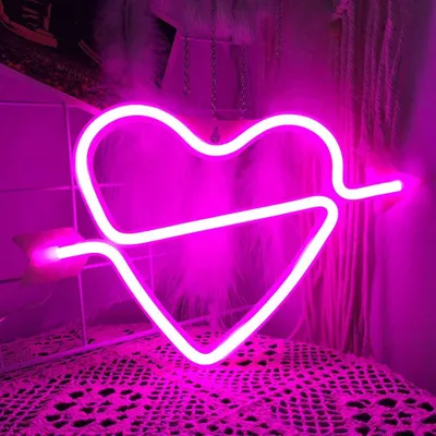 Obrázek produktu pro USB baterie ovládané srdce LED neonové nástěnné světlo, neonový nápis noční světla neonový nápis neonové světlo neonový nápis pro party bar herní ložnice pokoj nástěnné dekorace, děti narozeniny