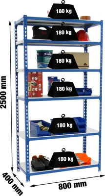 Produktbild von Metallregal SIMONCLICK MINI 6/400 BLAU/GALVA